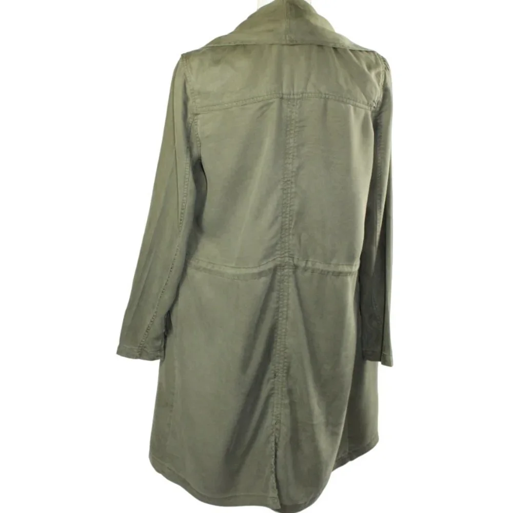 Max Jeans Vetiver Khaki Olive Green Long Drape Front Collar Boho  Jacket…